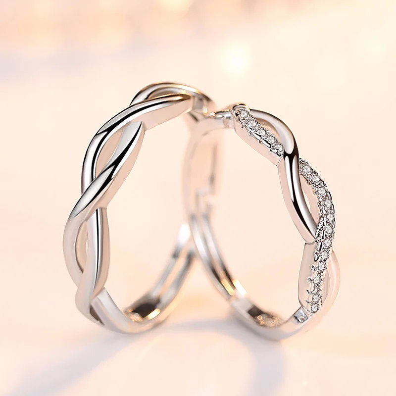 2 Stück 925 Sterling Silber Paarringe mit Zirkonia für Damen und Herren, Exquisiter Schmuck für Studenten und Freundinnen, Silber-Accessoires für Hochzeiten