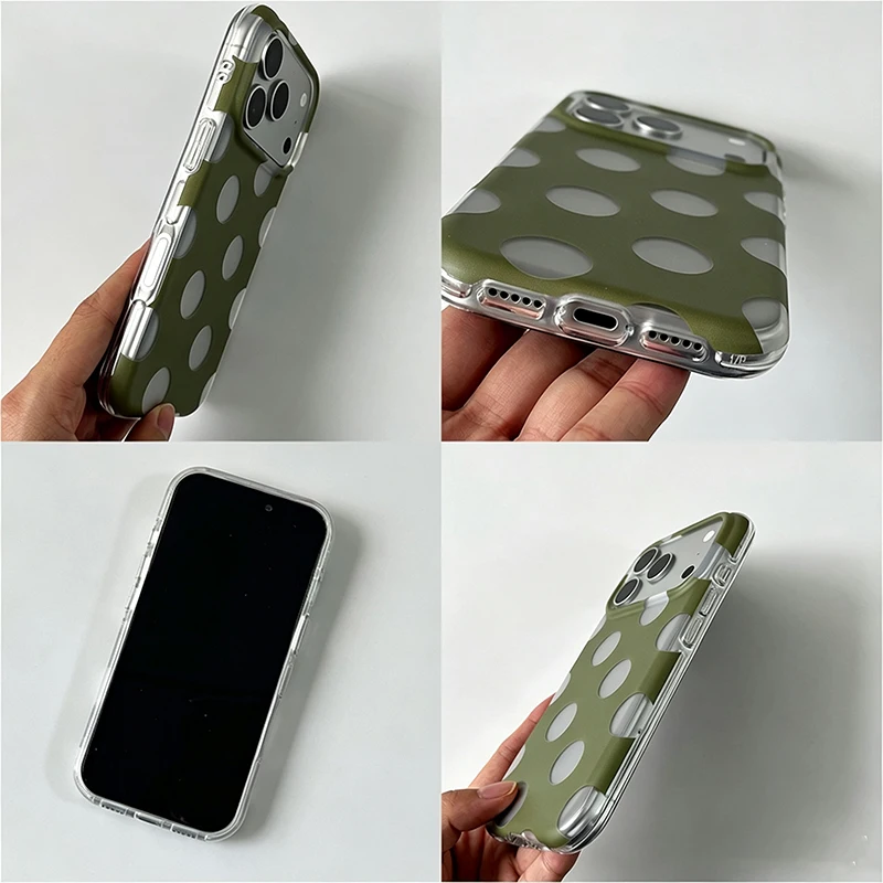 Fundas de Teléfono con Diseño de Puntos para iPhone 15 16 17 Pro Max, Funda 13 14 Pro, Carcasa Rígida IMD TPU a Prueba d