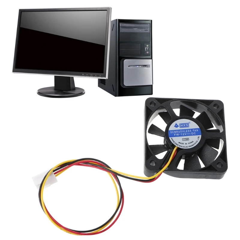 5010 cho 12V 3Pin Quạt Làm Mát Lặng 50mm Quạt CPU cho Không Chổi Than với 22cm Trang Sức Giọt
