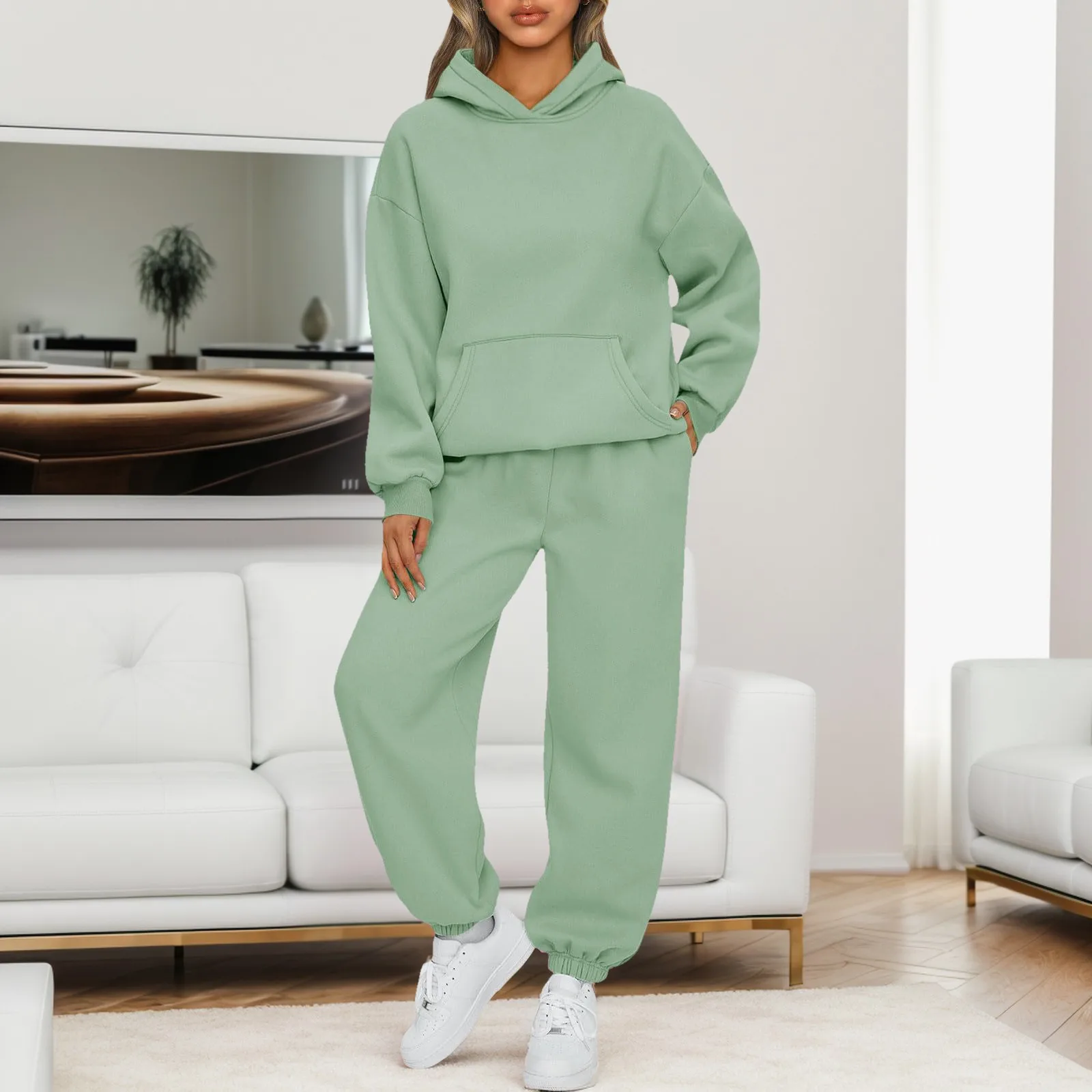 Women Sweatpants and Hoodie Set Oversized Tracksuit Two Pieces Set Hooded Pullover Trousers Suit Streetwear Oversized Outfits