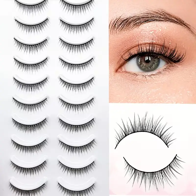 

10 pairs of supernatural nude false eyelashes, light and skin-friendly, anti-allergy, fresh and breathable, very suitable for da