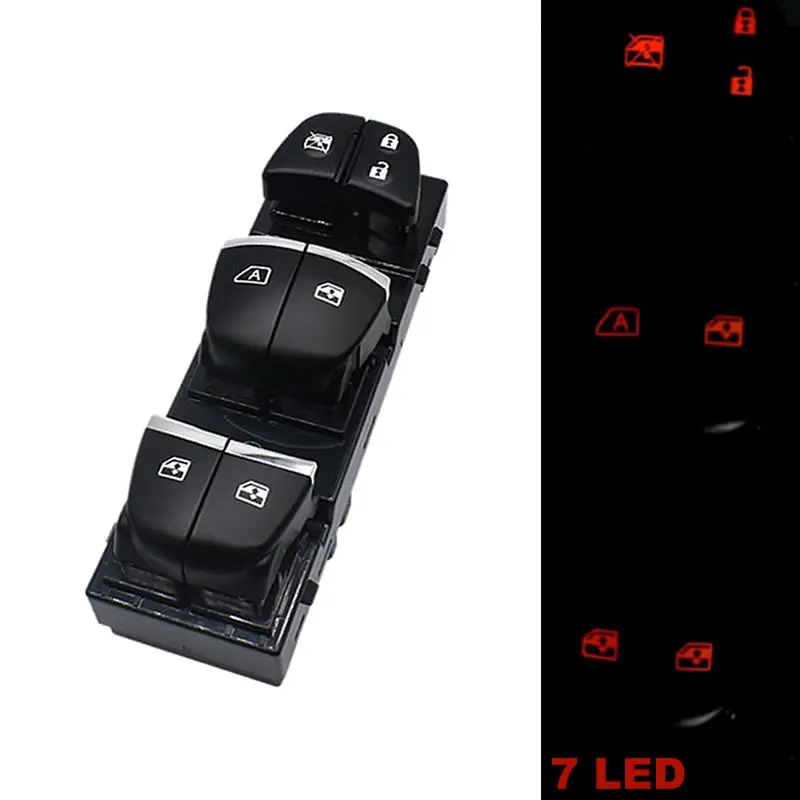 

7 led High Quality Main Power Window Switch For Nissan Qashqai j11 j10/Altima/Sylphy/Tiida/X-Trail Auto Window Control Switch