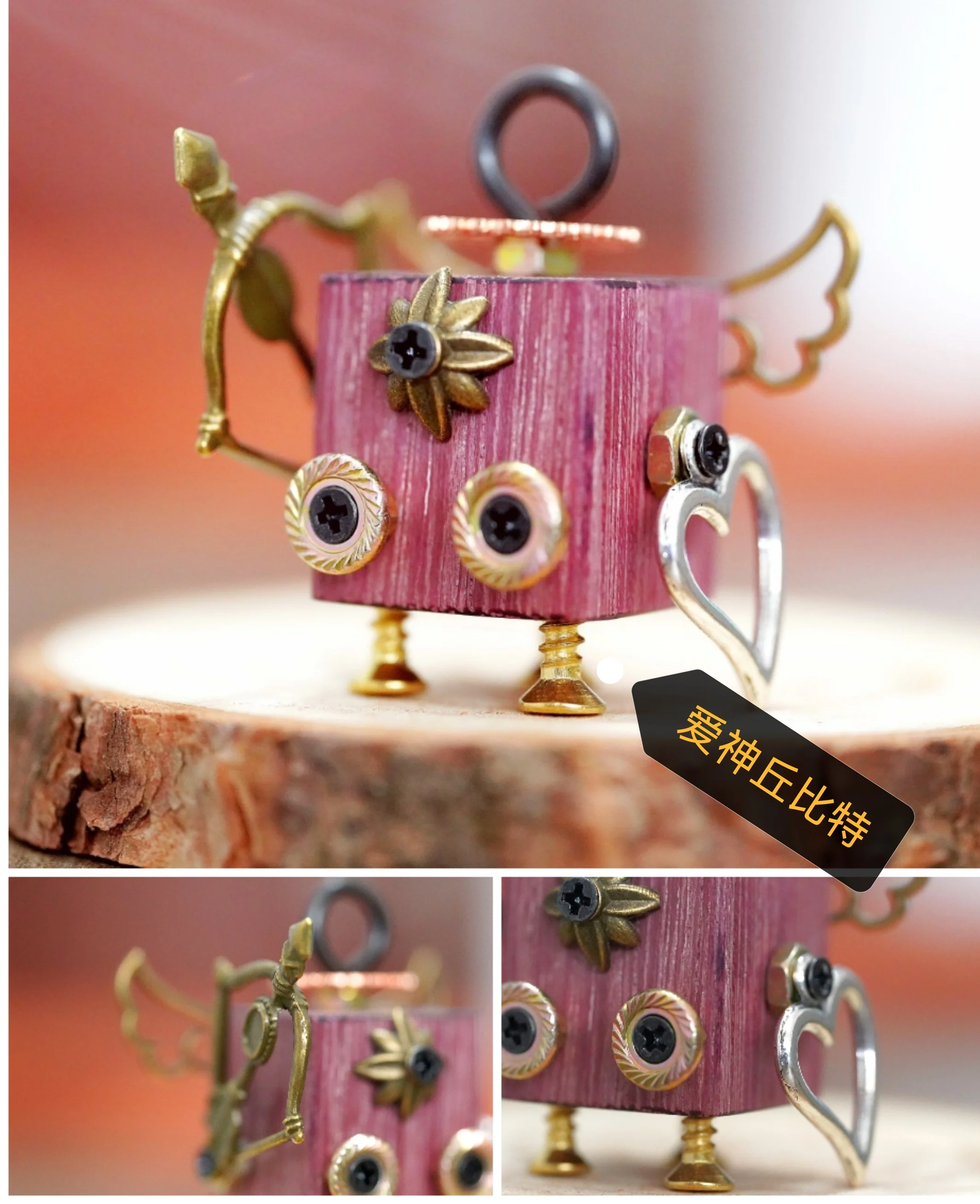 

Cupid, Couple DIY Solid Wood Robot Doll, Keychain, Bag Accessories, Parent-child Activity Handmade