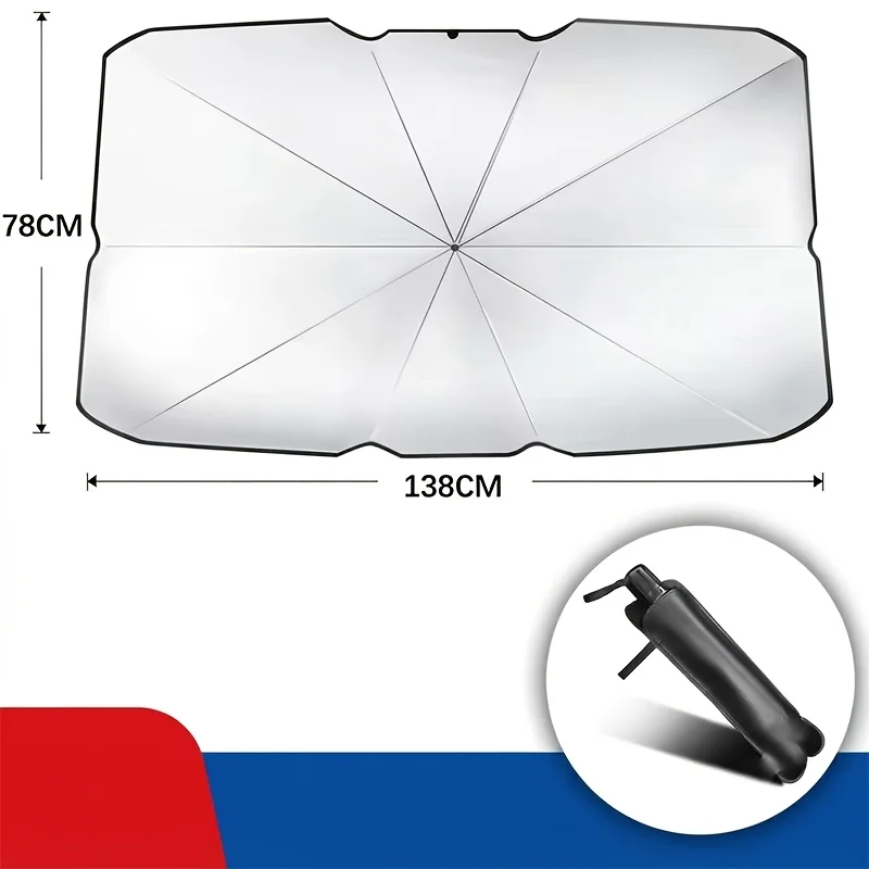 Universal Foldable One-Piece Car Windshield Sunshade Umbrella Easy Install Anti-UV Windscreen Protector for Car SUV Truck