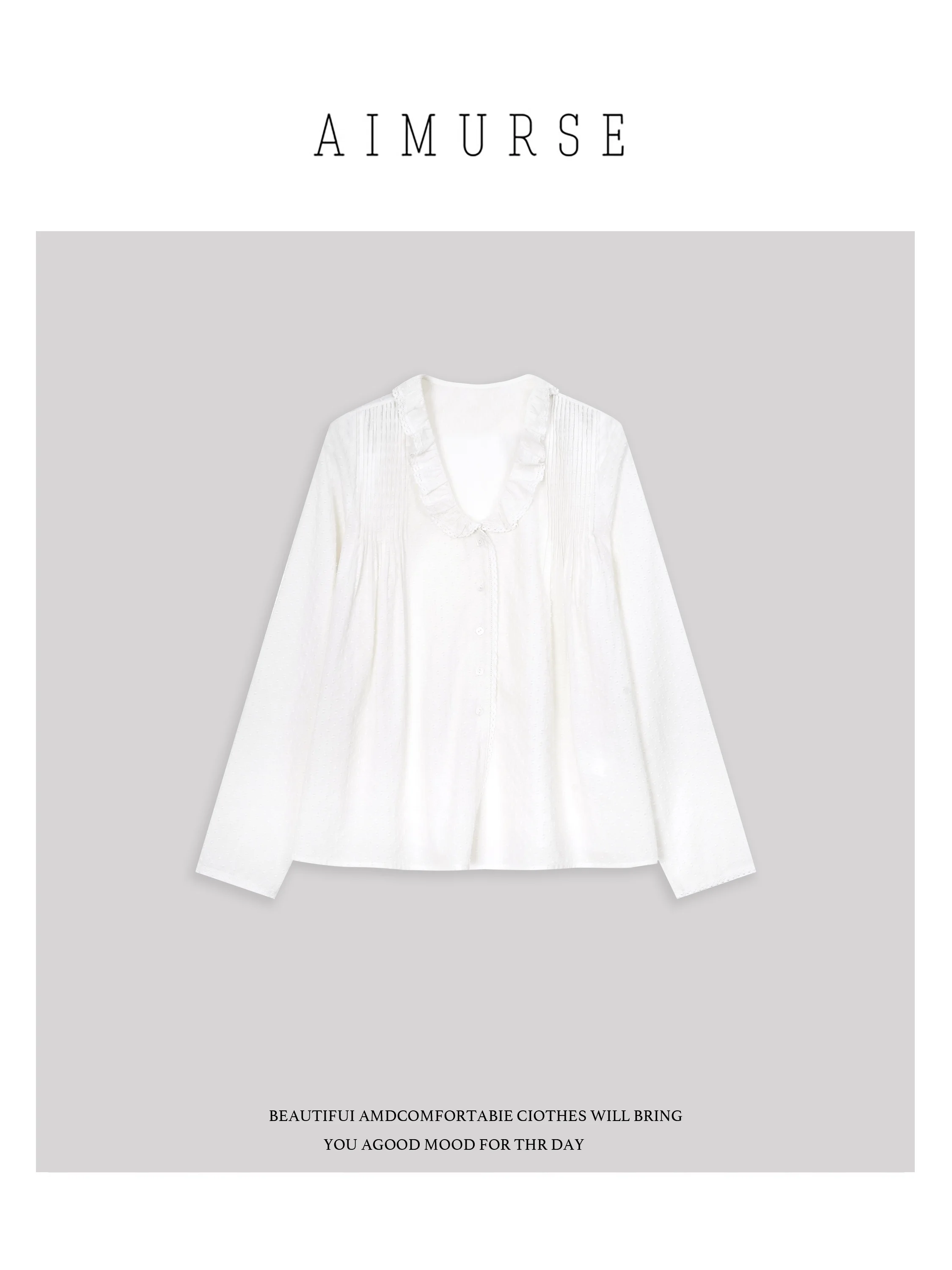 

Модная рубашка из чистого хлопка с V-образным вырезом AIMURSE【TaoTaoXueFei】Весенняя коллекция: дышащая, удобная женская рубашка с длинным рукавом