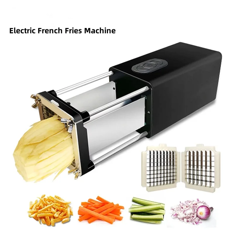 Electric French Fries Cutter Stainless Steel Vegetable Cutter Household Strip Cutter Segment Cutter With Two Blades