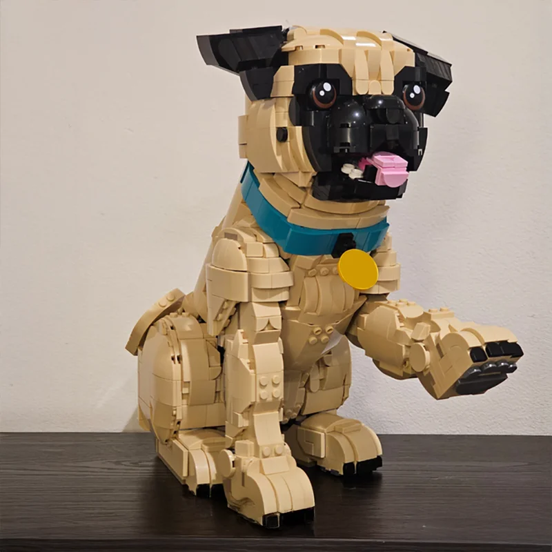 New 2047Pcs Popular Animal Series Moc Pug Dog Model Building Blocks Diy Creative Ideas Bricks Toys Birthday Christmas Gift