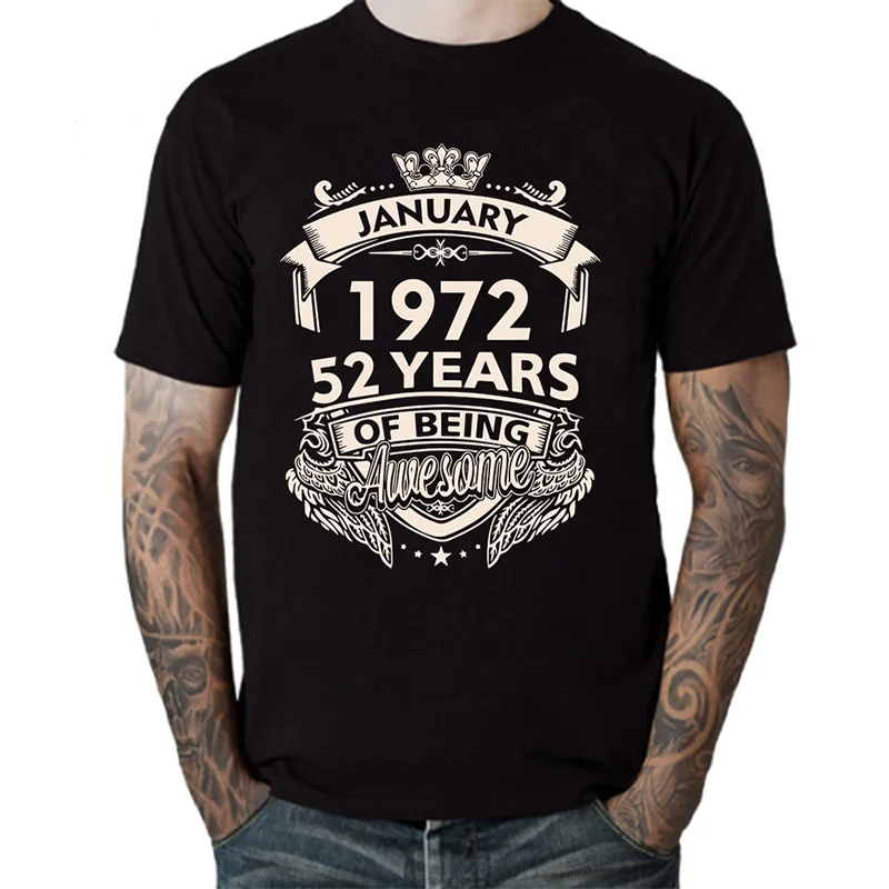 Awesome Made In 1972 November September October December January Febuary March April May June July August 52 Years Birth T Shirt