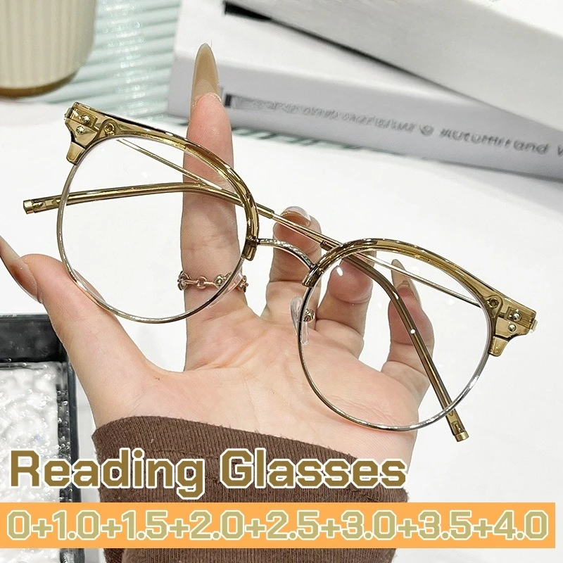 

New Vintage Blue Light Protection Reading Glasses Retro Classic Round Frame Computer Office Work Far Sight Eyeglasses for Women