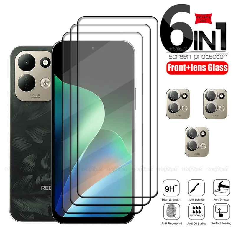 6-in-1 für Redmi 17 Glas Xiaomi Redmi 17 Panzerglas 9H HD Schutzfolie Vollabdeckung Klebstoff Displayschutz Redmi 17 Linsenglas