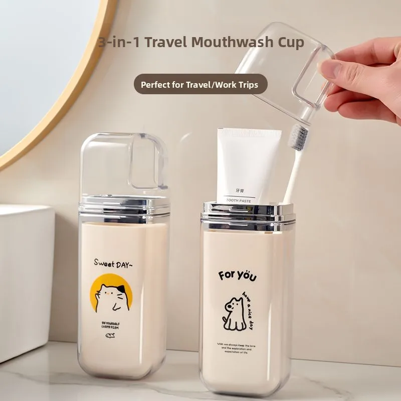 

Portable Tee-in-One Travel Toothbru Cup Batoom Wa Cup ential Storage Cup for Busin Trips And Fly Vaions