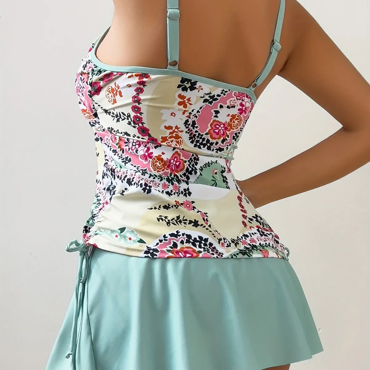 Costume da bagno con stampa floreale Costume da bagno per donna Costumi da bagno Tankini Set tankini in due pezzi con gonne Costumi da bagno a fascia estivi