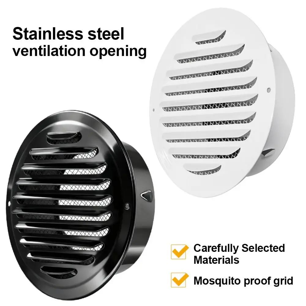 Stainless Steel Air Ventilation Cover Round Easy To Install Air Outlet Vent Built-in Mesh Wall Vent Cover Ducting Ventilation