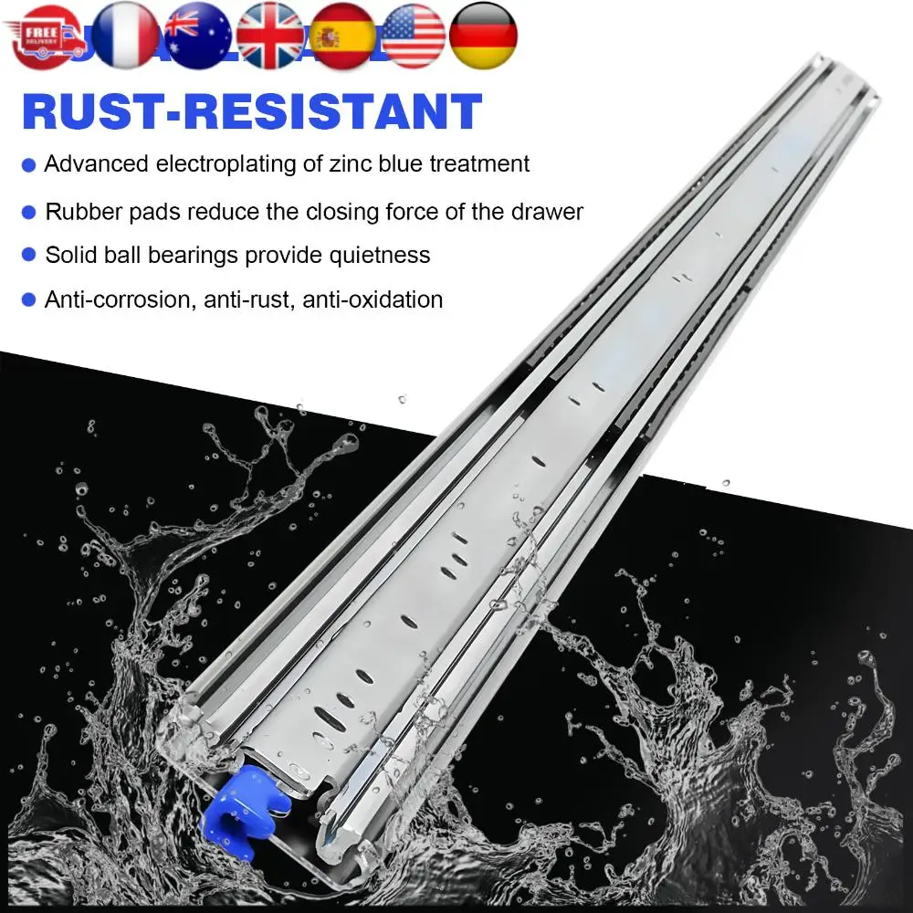 

Сверхмощные направляющие для ящиков, устойчивые к ржавчине, 3-кратные направляющие, износостойкие, профессиональные направляющие для ящиков для грузовиков на колесах, механический шкаф