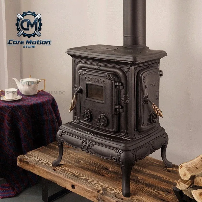 Cast Iron Real Fire Wood Can Boil Water Large Fireplace Self-built House Villa Homestay Retro Heater