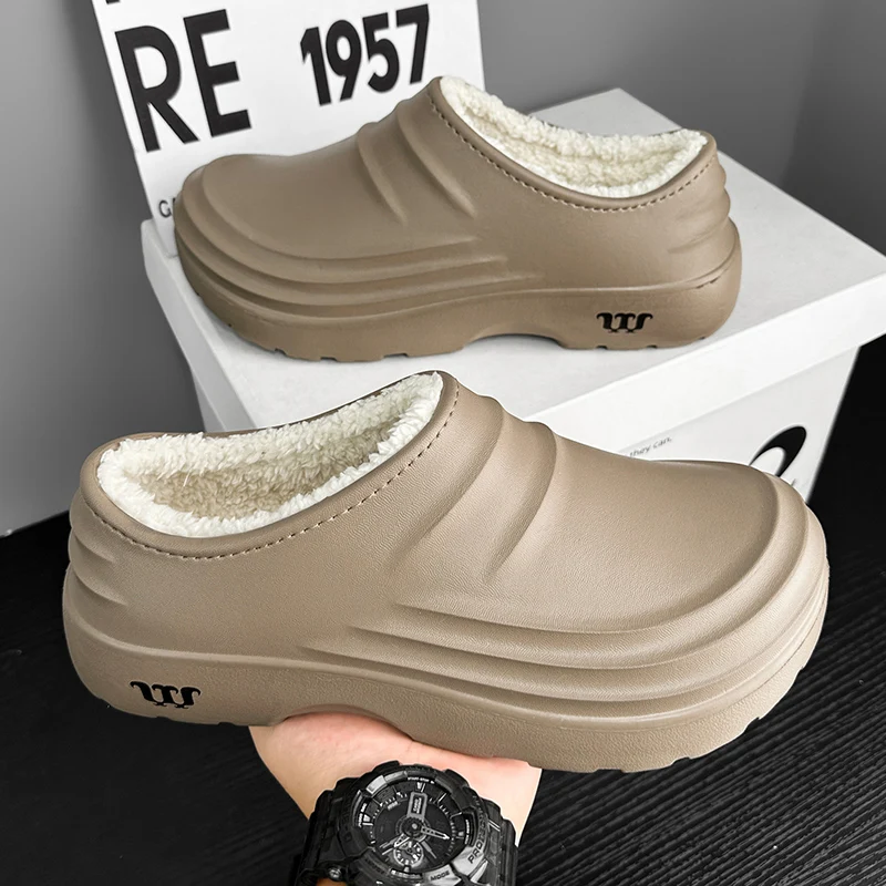 New men and women plus velvet cotton shoes waterproof non-slip rain boots outdoor casual shoes thick soft sole men shoes 36-45
