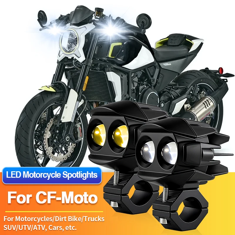 

1 Set Universal Motorcycles Headlight LED Fog Light Dual Color Spotlights for CF-Moto 400NK/450SR/450SS/650 Adventura/650 GT NK