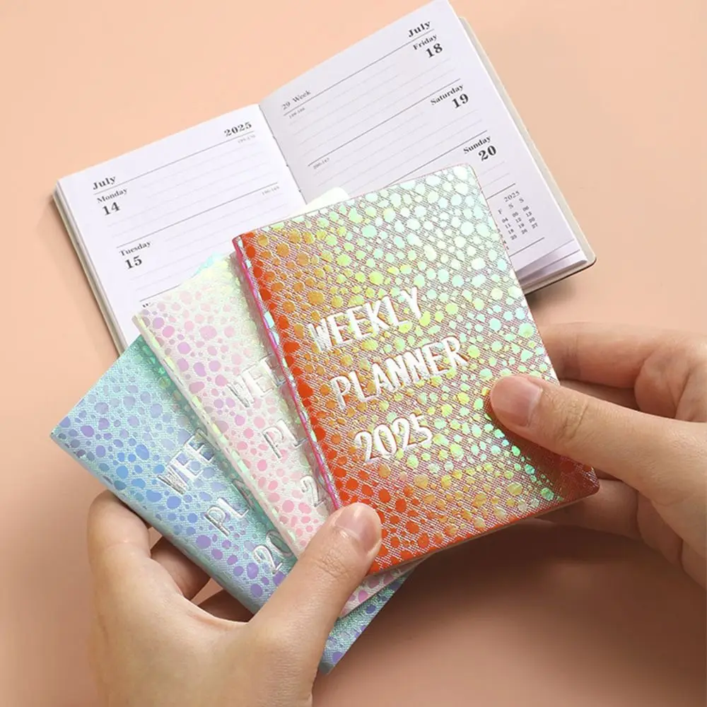

Laser 2025 A7 English Notebook Efficiency Plan English Leather Pocket Calendar Colorful Planner Schedule Planner Notepad
