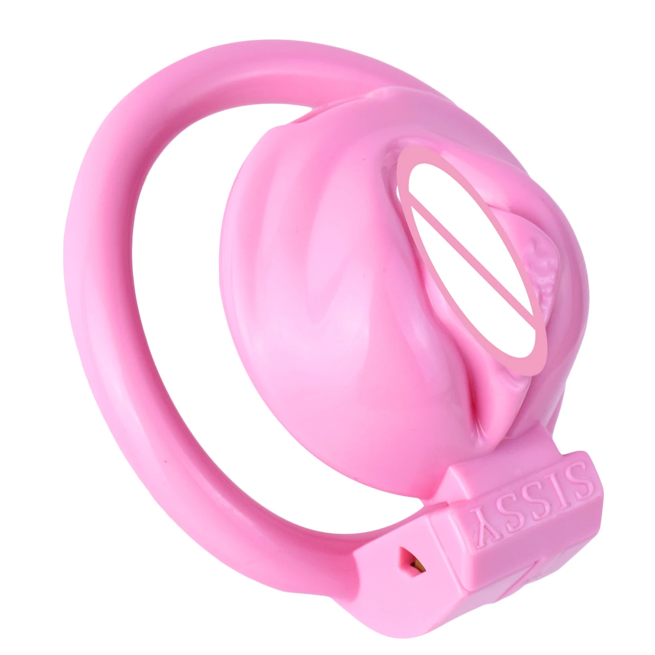 Jouets sexuels féminins en forme de chatte rose pour adultes, chasteté, clitoris, vagin, entraîneur gay, bondage avec 4 anneaux de base, produits pour adultes