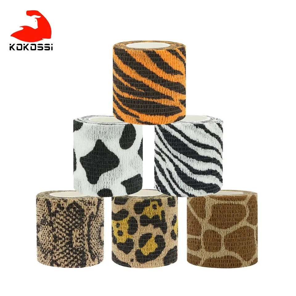 KoKossi Printed Medical Self Adhesive Elastic Bandage 4.5m Colorful Sport Wrap Tape for Finger Joint Knee First Aid Kit Pet Tape