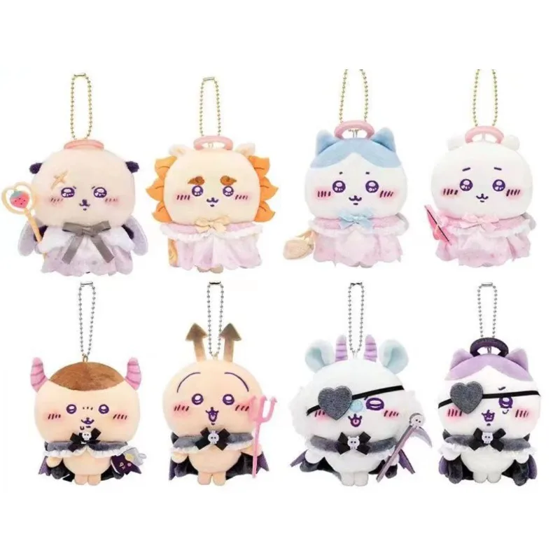 

Kawaii Anime Angel Devil Chiikawa Rakko Hachiware Usagi Momonga Plush Keychain Pendant Keyring Charm Jewelry Decor Gift for Kids