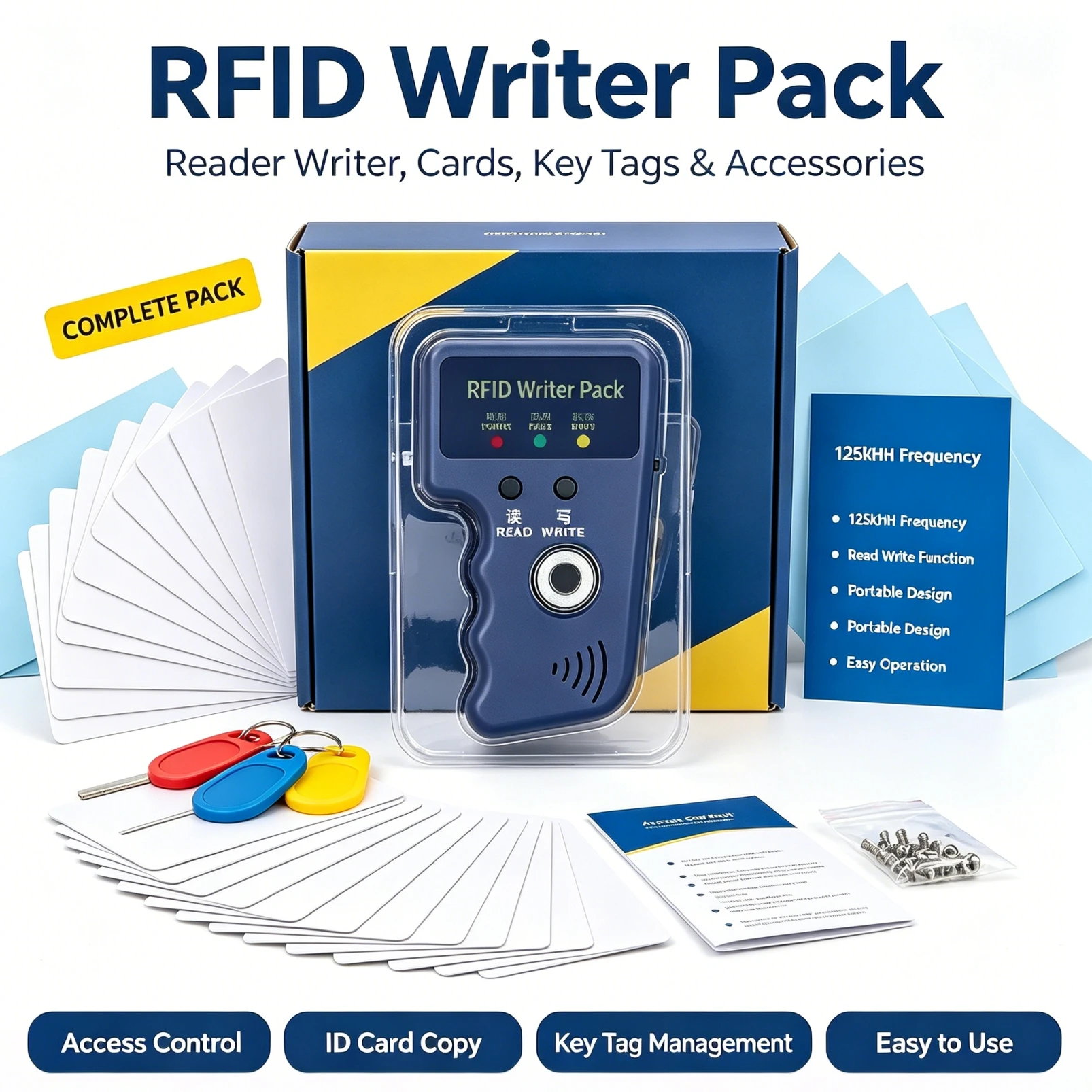 DIXSG RW1990 TM Copier RFID Duplicator Reader TM1990 ibutton DS-1990A I-Button Handheld 125KHz T5577 EM4305 EM4100 Keys Tag Card