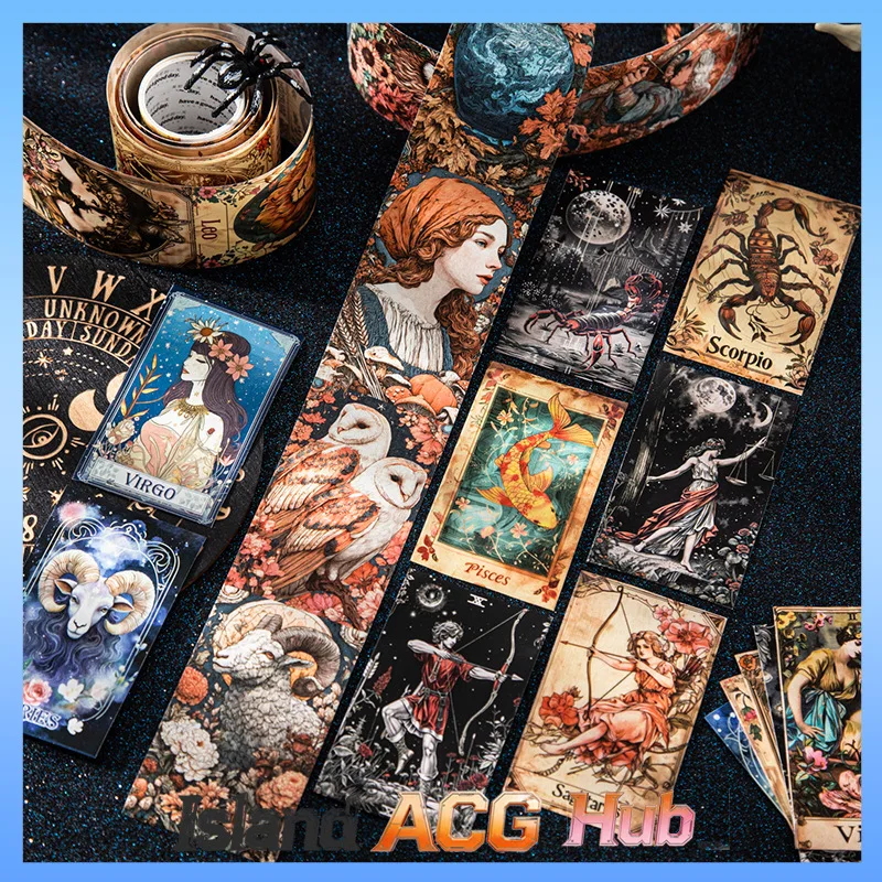 

Stellar Echo Series Retro Zodiac Planner Tape Beautiful Day Background Washi Tape for Journaling Scrapbooking Diary Decoration