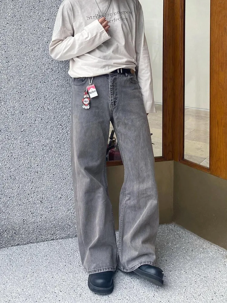 

Retro Waed Commuter Straight Leg Slim Fit Jeans Men's Bell Bot Long Trousers American Vibe e ey Denim Casual Wear