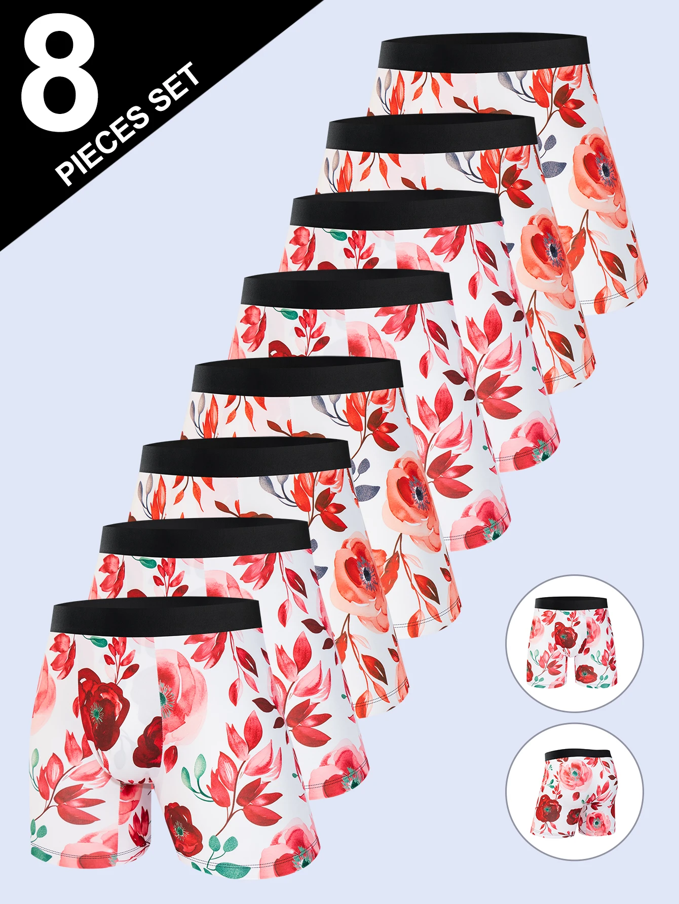 ชุดชั้นในชายใหม่ 4 คู่ แฟชั่นทันสมัย ลายดอกไม้ส่วนตัว กางเกงบ็อกเซอร์ชาย ใส่สบาย ระบายอากาศได้ดี กางเกงนุ่ม