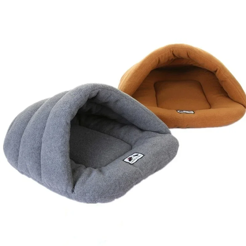 Thickened Warm Small Dog Kennel Bed Breathable Dog House Cute Slippers Shaped Dog Bed Cat Sleep Bag Foldable Washable Pet House