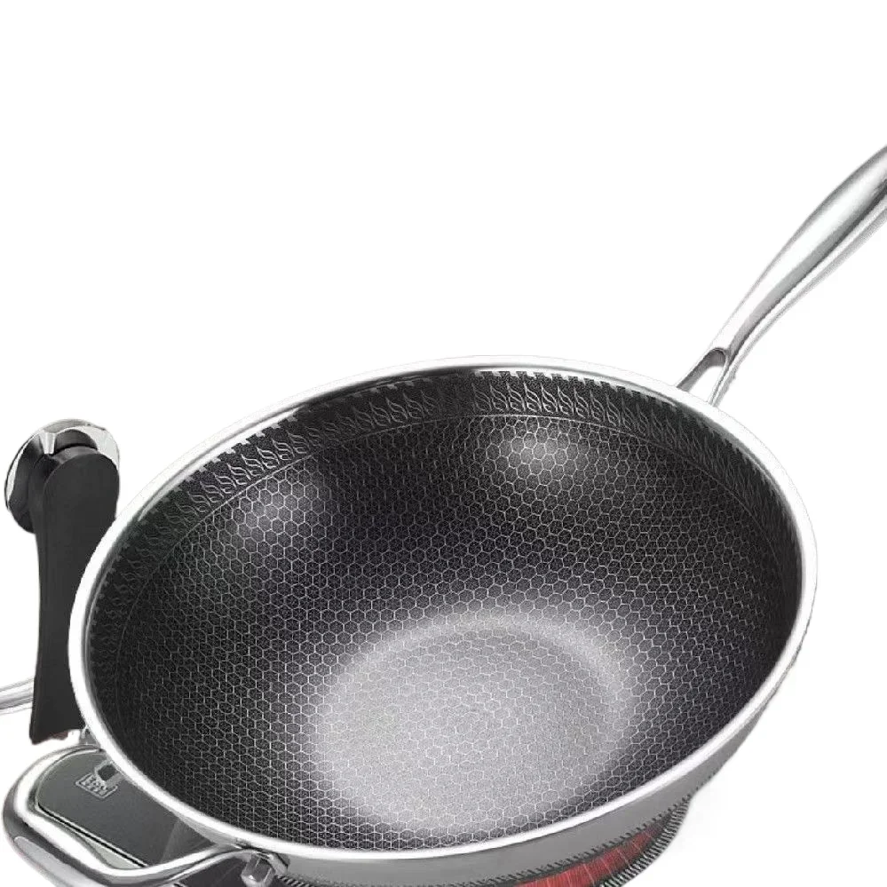 32cm Frying Pan,Stainless Steel Skillet Nonstick Fry Pans Chefs Pans Wok Pan for Gas Electric Induction Ceramic Stoves