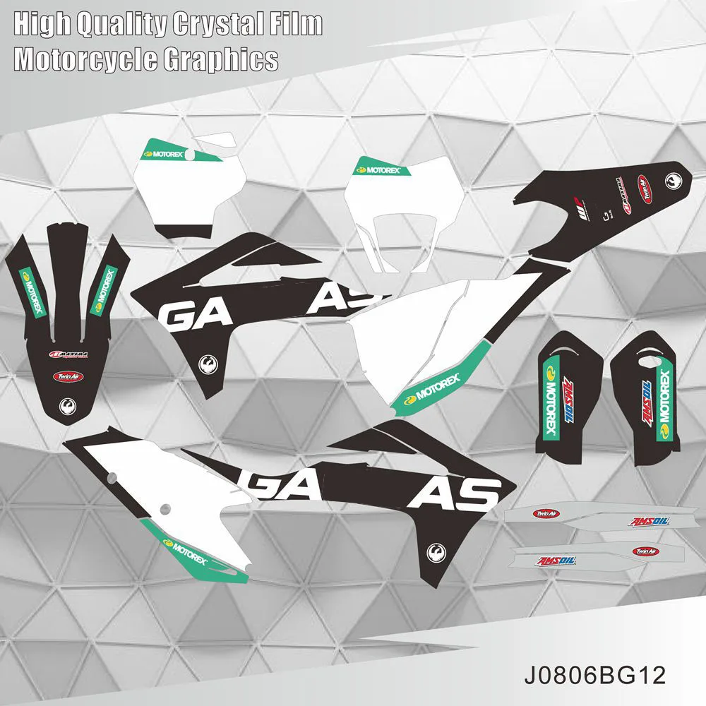 For GASGAS GAS GAS MC EX EC 125 250 300 350 450 2021 2022 2023 Full Graphics Decals Stickers Motorcycle Background Custom Number