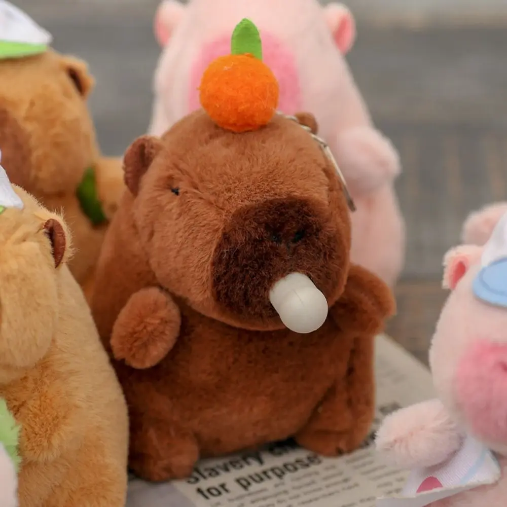 Plush Capybara Keychain Toy Cartoon Capybara Fluffty Animal Doll Accessories Cute Simulation Capybara Pendant