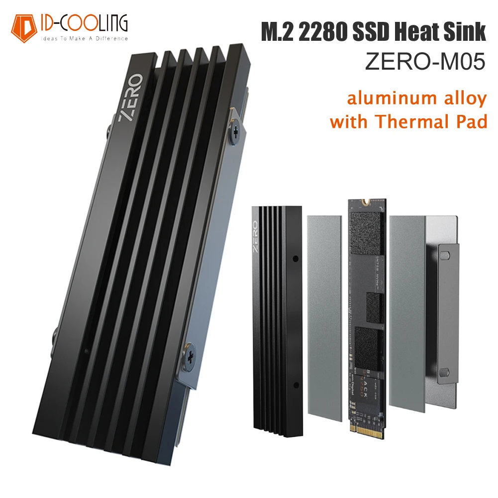 ID REFRIGERAÇÃO-Cooling Vest com almofada térmica, Arrefecimento em liga de alumínio, dissipador de calor, M.2 2280 SSD, ZERO M05, NVME M.2 2280 SSD