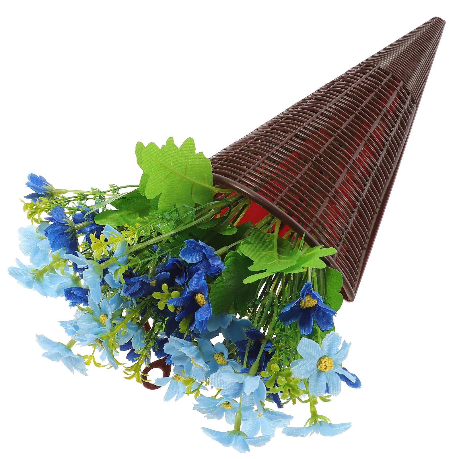 

Artificial Flower Basket Blue Wall Hanging Decoration Faux Flowers Simulation Garden Fence Gate