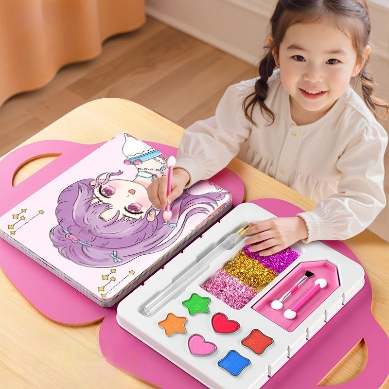 

Princess-themed Handbag Gift Set for Kids: Makeup Bag Toy DIY Craft Materials for Girls: Diamond Stickers Perfect Gift Idea