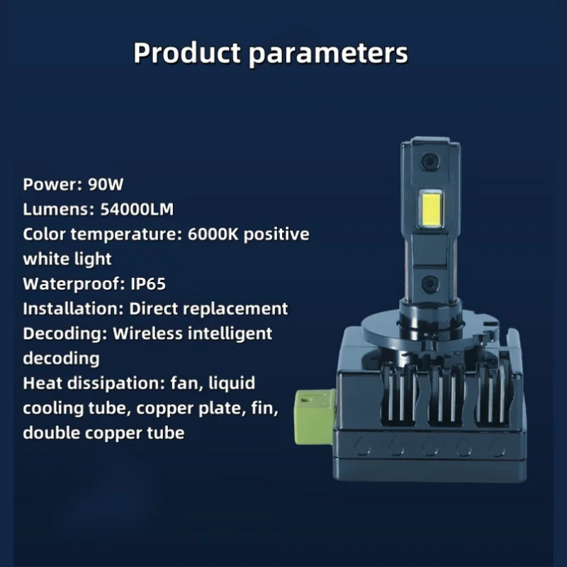 ใหม่ 2 ชิ้น D1S dual ท่อทองแดง Cooling LED ไฟหน้ารถ 6000 พันบวกแสงสีขาวอุณหภูมิสีติดตั้ง losslessly