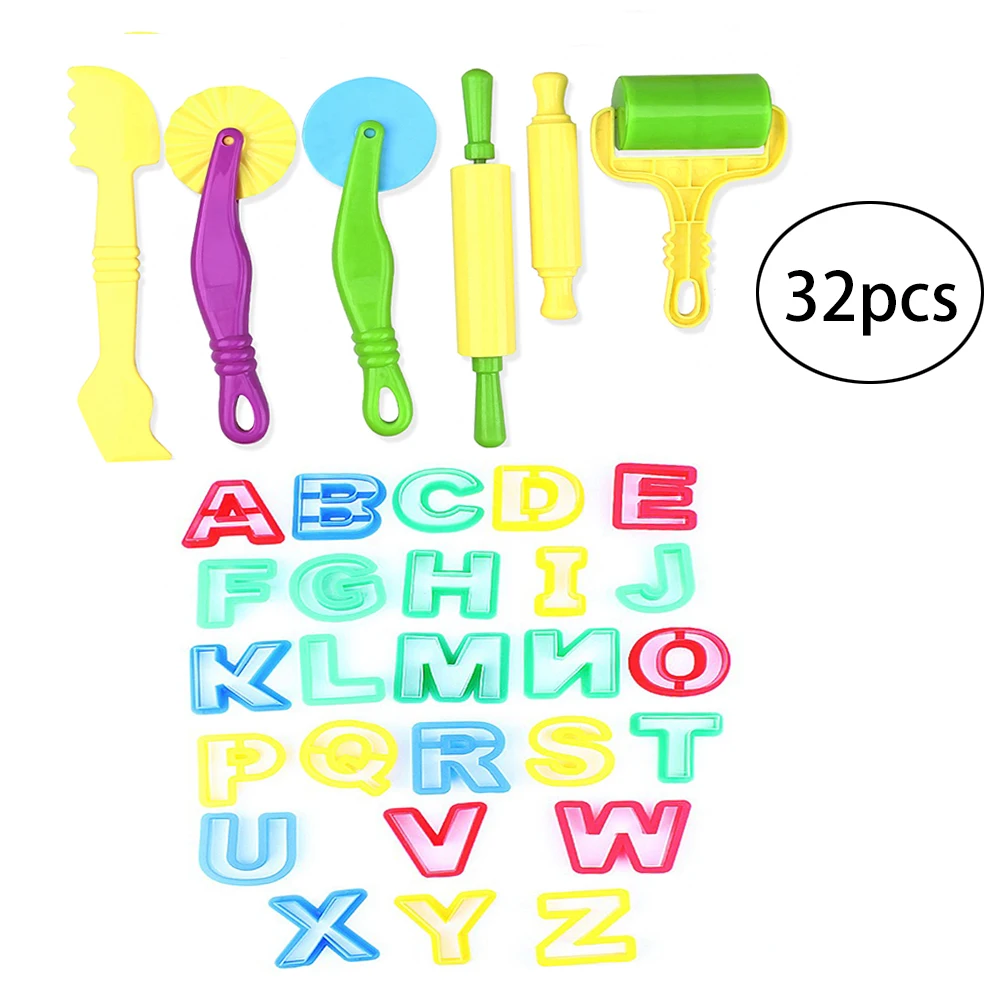 

32pcs Set Colorful Shaping Dough Tool Kit Extruder Kids Toy Art Craft Educational Clay And Dough Tool DIY Decor