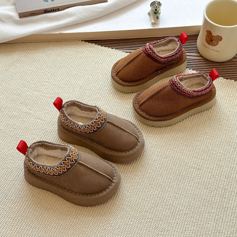 

Зимняя детская зимняя удобная теплая плюшевая хлопковая обувь 2024, нескользящая зимняя теплая обувь на платформе для мальчиков и девочек