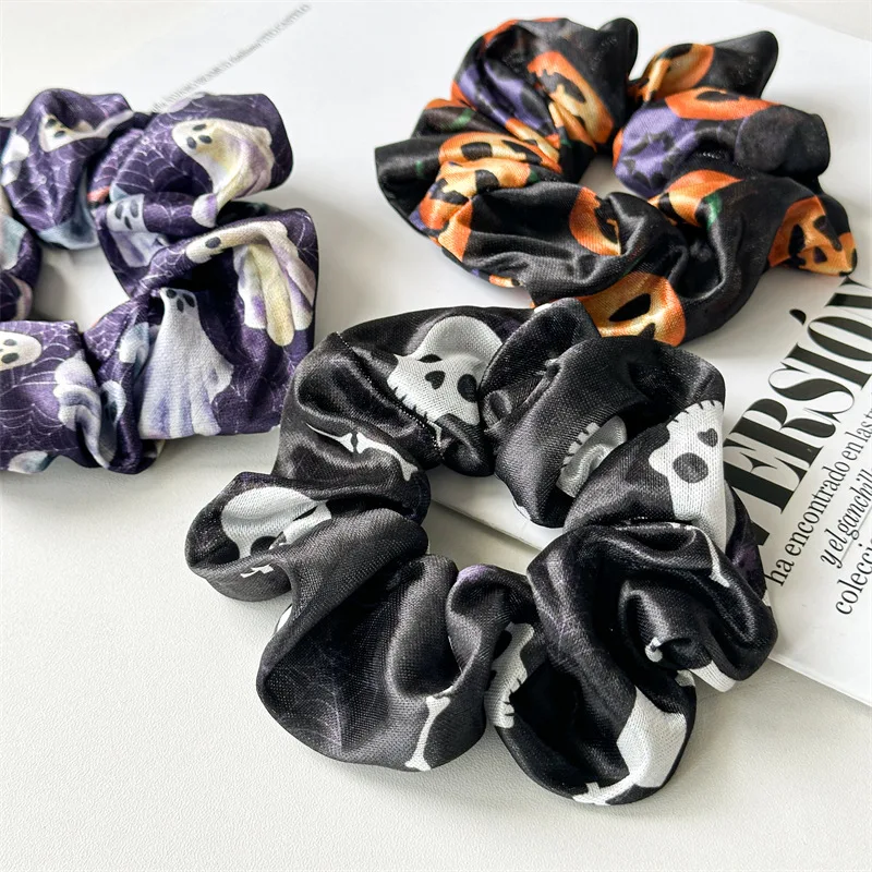 Резинки-для-волос-с-черепом-на-Хэллоуин-2025-г-эластичные-резинки-для-волос-с-принтом-тыквы-и-призрака-готические-аксессуары-для-волос