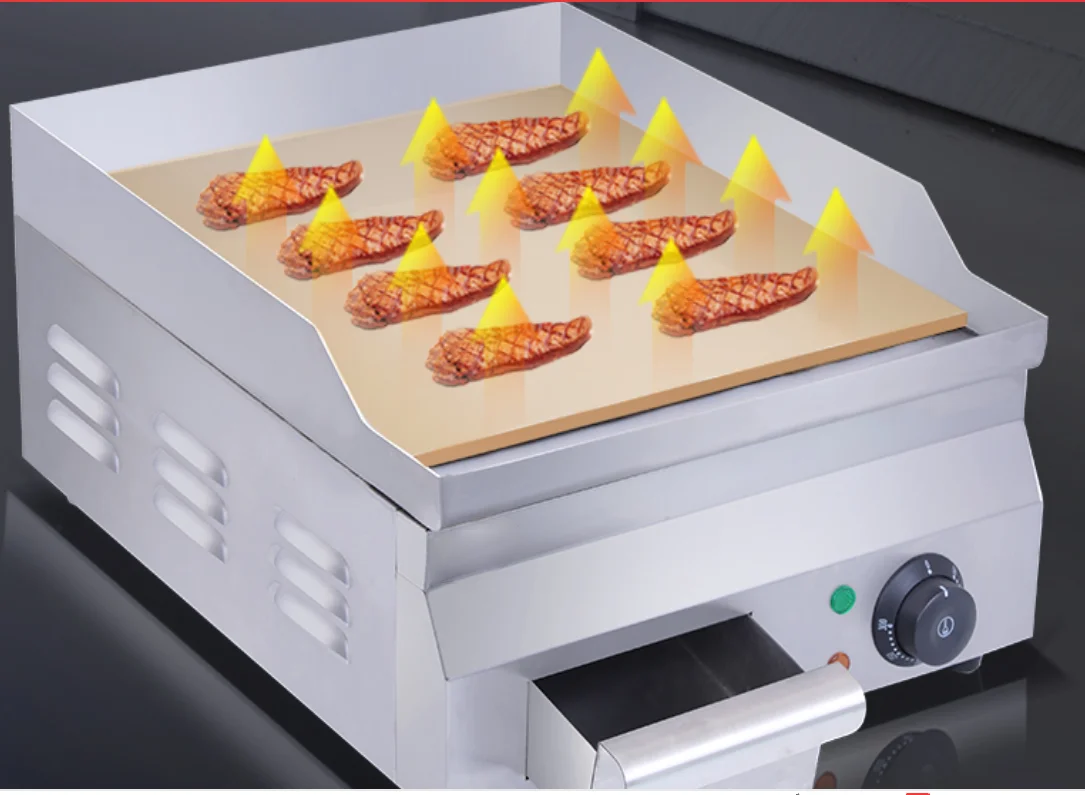 상업용 주방 스테인레스 스틸 볶음밥 비프스테이크 전기 플랫 플레이트, 가스 팬케이크 철판