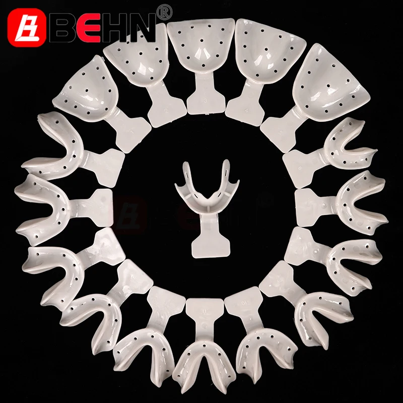 17Pcs/set Dental Impression Trays Teeth Holder Autoclavable 200 Degree Edentulous Jaws Impression Tooth Trays Tools Dentist Lab