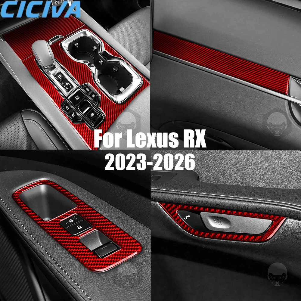 ألياف الكربون الحقيقية اكسسوارات السيارات والعتاد التحول الأحمر غطاء الكسوة لينة ملصق لكزس RX300 RX350h RX500h 2023 2024 2025 2026 #1