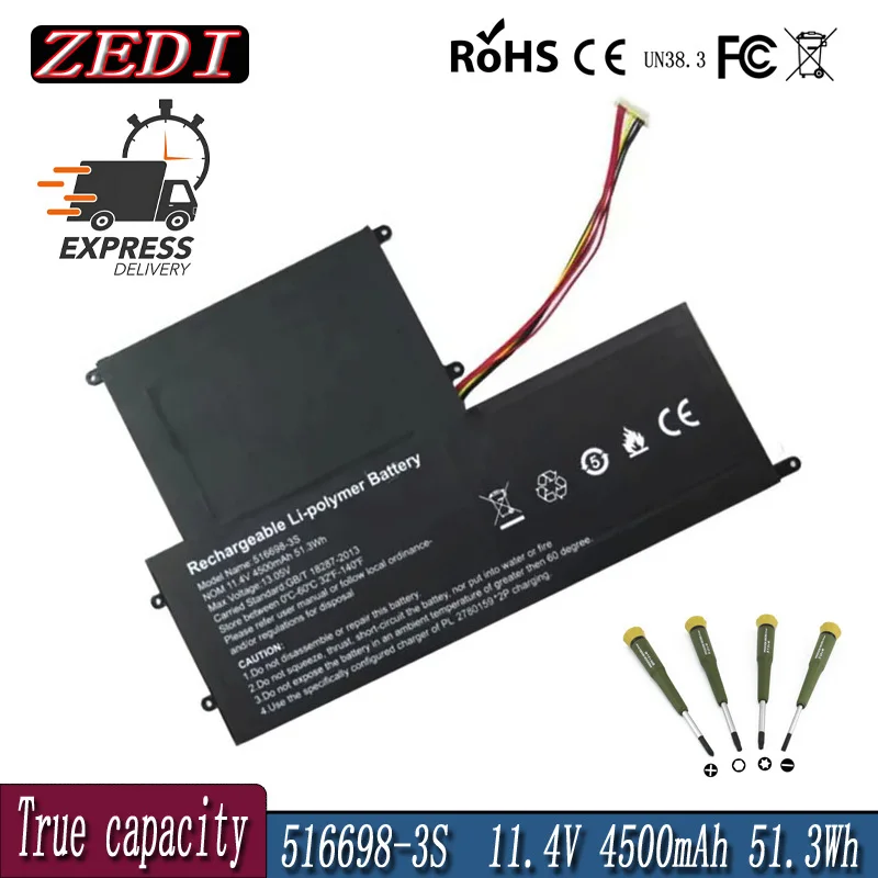 ZEDI UTL-516698-3S 40081335 485490P-3S1P Ordinateur Portable Batterie pour EVOO EVC156-2 EVC156-1BK EVC156-2BK ECV156-1 ECV15 4500mAh