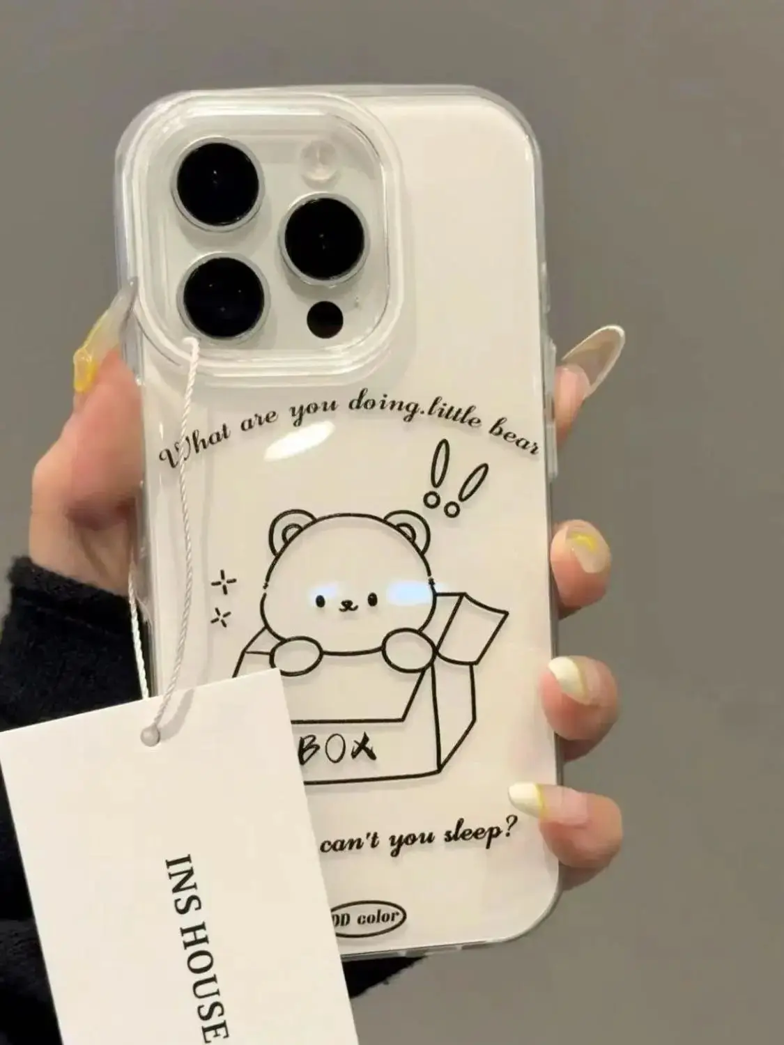 Minimalistische Schwarz-Weiß-Linien-Bär-Handyhülle für iPhone 17 AIR 16 15 14 13 12 11 PRO MAX PLUS Sturzsichere Staubdichte Schutzhülle