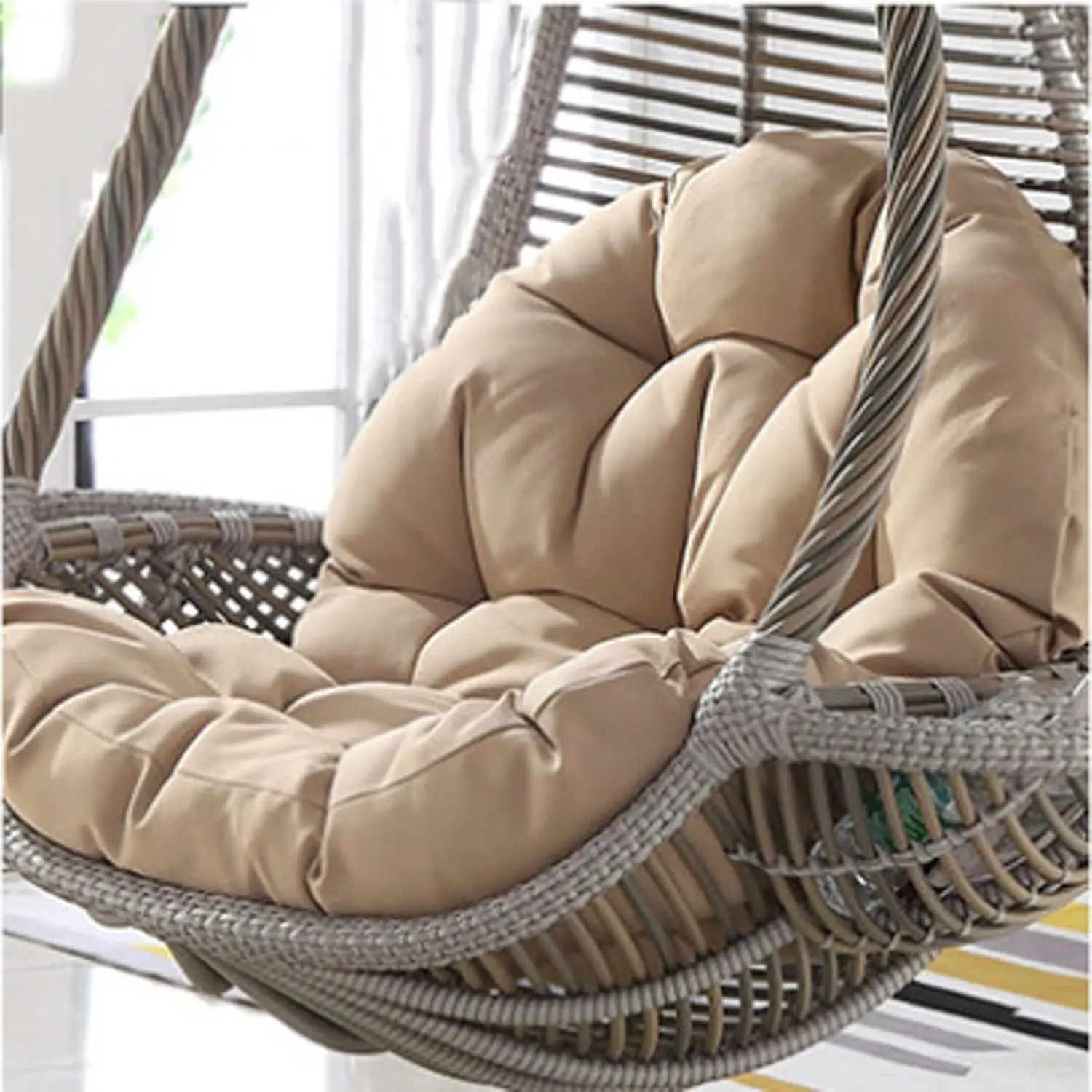 Hanging Egg Chair Cushion, Waterproof Outdoor Hanging Basket Seat Cushion, 15cm Thickness Swing Chair Cushion for Living Room Ba