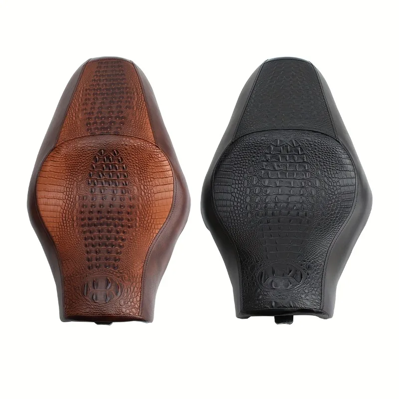 

Crocodile Pattern Seat Assembly - Dual Saddle Classic Retro Motorcycle Accessory, Fits Sportster Sports Bikes