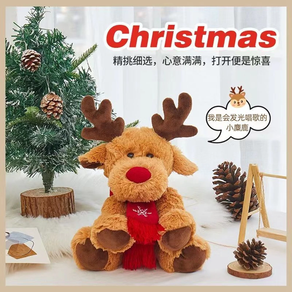 28CM Christmas Reindeer Scarf Plush Stuffed Doll Toy Home Sofa Decoration Gifts For Children New Year Decor Christmas  Festive