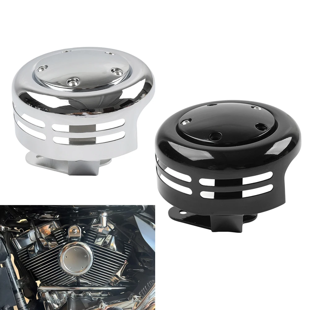 

Motorbike Horn Cover Protector w/ 5 Hole Point Guard Black/Chrome For Harley Dyna Big Twin Softail Sportster XL 1991-later