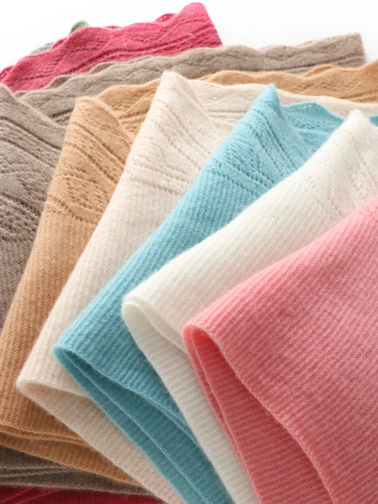 Nowy Elegancki Wiosenno-Jesienny Ażurowy Szal Damski 100% Wełna Merino Dzianina Elegancki Modny Sweter Miękkie Wełniane Otulacze Kardigan